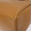Burberrys Hand Bag Leather Brown Gold Auth ep9513-9