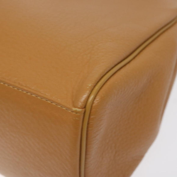 Burberrys Hand Bag Leather Brown Gold Auth ep9513