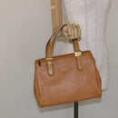 Burberrys Hand Bag Leather Brown Gold Auth ep9513-21