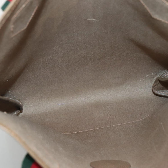 GUCCI GG Plus Supreme Web Sherry Line Tote Bag PVC Beige Red Green Auth ep9518