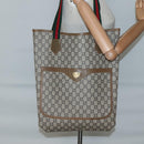 GUCCI GG Plus Supreme Web Sherry Line Tote Bag PVC Beige Red Green Auth ep9518-20