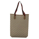 GUCCI GG Plus Supreme Web Sherry Line Tote Bag PVC Beige Red Green Auth ep9518-2