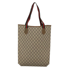 GUCCI GG Plus Supreme Web Sherry Line Tote Bag PVC Beige Red Green Auth ep9518 - 0