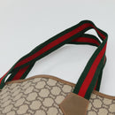 GUCCI GG Plus Supreme Web Sherry Line Tote Bag PVC Beige Red Green Auth ep9518-8