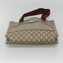 GUCCI GG Plus Supreme Web Sherry Line Tote Bag PVC Beige Red Green Auth ep9518-5