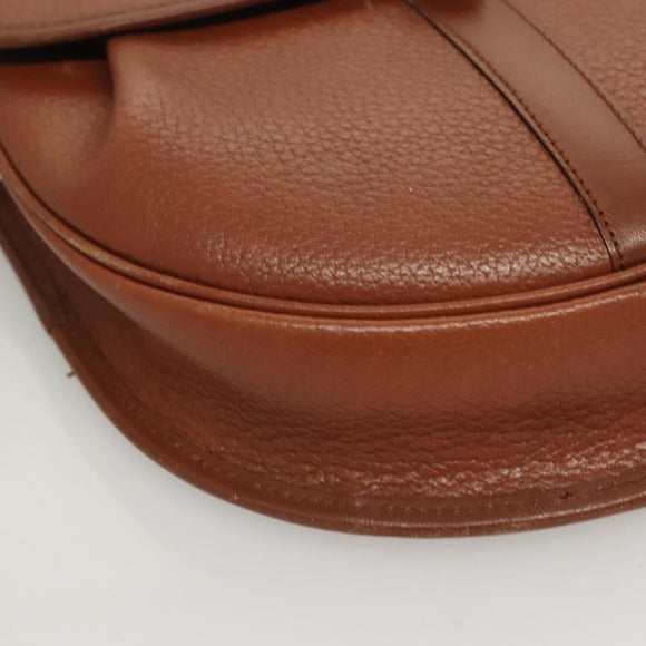 Burberrys Shoulder Bag Leather Brown Gold Auth ep9523