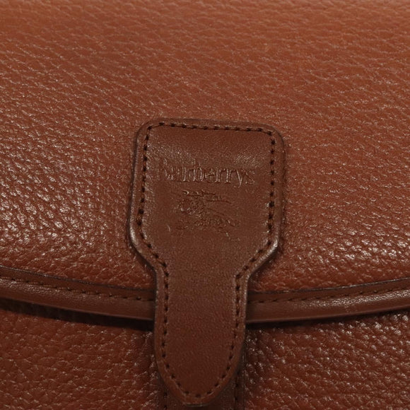 Burberrys Shoulder Bag Leather Brown Gold Auth ep9523