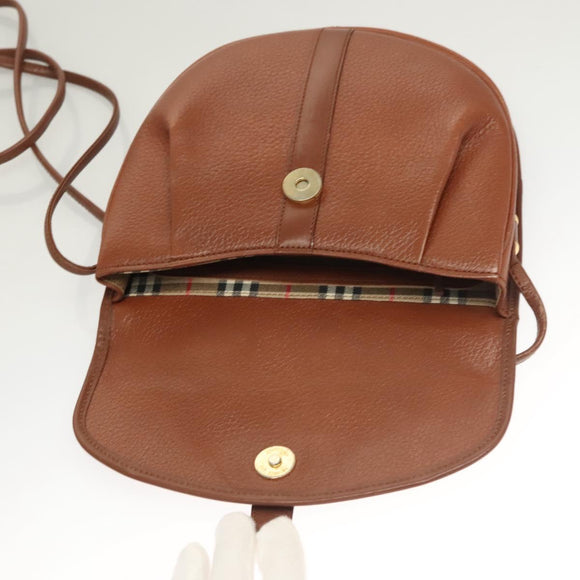 Burberrys Shoulder Bag Leather Brown Gold Auth ep9523
