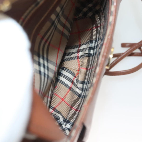 Burberrys Shoulder Bag Leather Brown Gold Auth ep9523