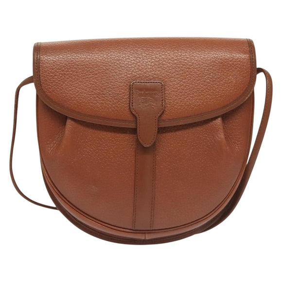 Burberrys Shoulder Bag Leather Brown Gold Auth ep9523