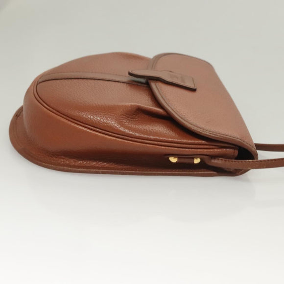 Burberrys Shoulder Bag Leather Brown Gold Auth ep9523