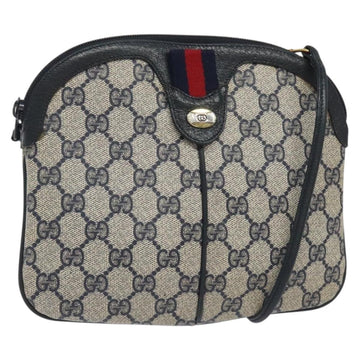 GUCCI GG Supreme Sherry Line Shoulder Bag PVC Navy Gold 68 02 047 Auth ep9524