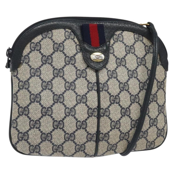 GUCCI GG Supreme Sherry Line Shoulder Bag PVC Navy Gold 68 02 047 Auth ep9524