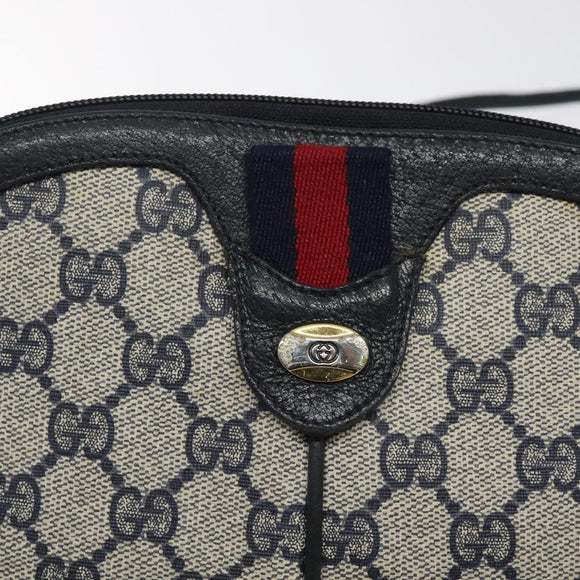 GUCCI GG Supreme Sherry Line Shoulder Bag PVC Navy Gold 68 02 047 Auth ep9524