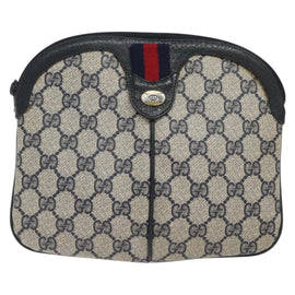 GUCCI GG Supreme Sherry Line Shoulder Bag PVC Navy Gold 68 02 047 Auth ep9524 - 0