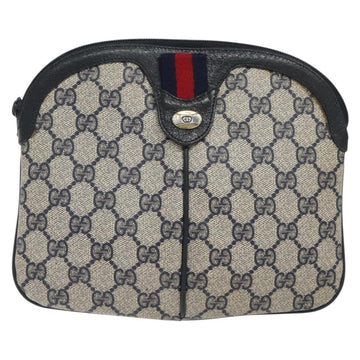 GUCCI GG Supreme Sherry Line Shoulder Bag PVC Navy Gold 68 02 047 Auth ep9524 - 0