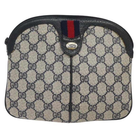 GUCCI GG Supreme Sherry Line Shoulder Bag PVC Navy Gold 68 02 047 Auth ep9524