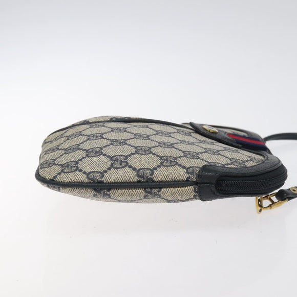 GUCCI GG Supreme Sherry Line Shoulder Bag PVC Navy Gold 68 02 047 Auth ep9524