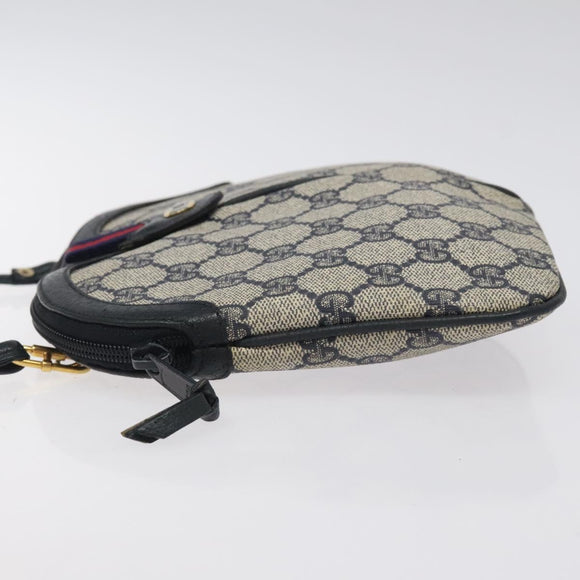 GUCCI GG Supreme Sherry Line Shoulder Bag PVC Navy Gold 68 02 047 Auth ep9524