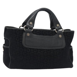 CELINE C Macadam Canvas Boogie bag Hand Bag Black Silver Auth ep9525