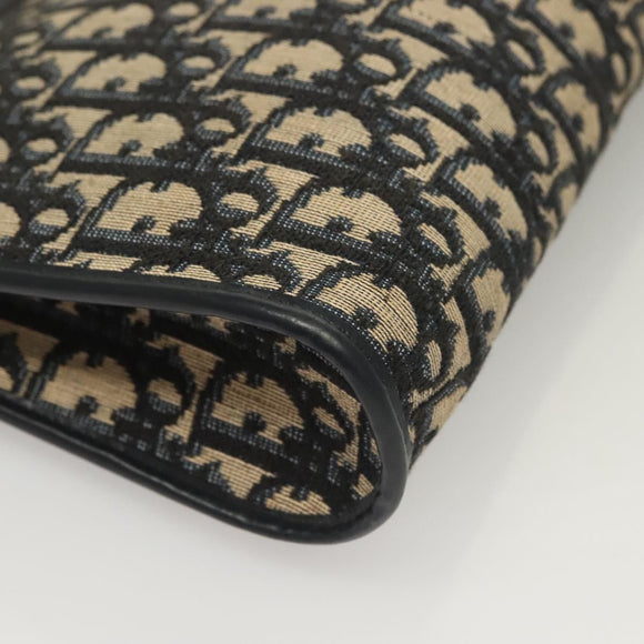 Christian Dior Trotter Canvas Shoulder Bag Navy Gold Auth ep9528