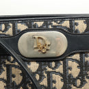 Christian Dior Trotter Canvas Shoulder Bag Navy Gold Auth ep9528-14