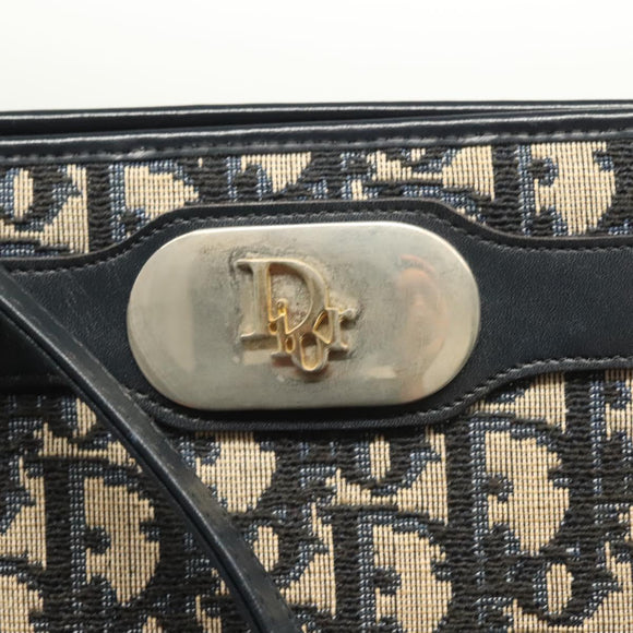Christian Dior Trotter Canvas Shoulder Bag Navy Gold Auth ep9528