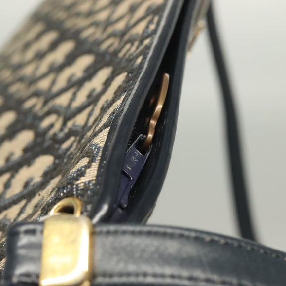 Christian Dior Trotter Canvas Umhängetasche Marineblau Gold Auth ep9528
