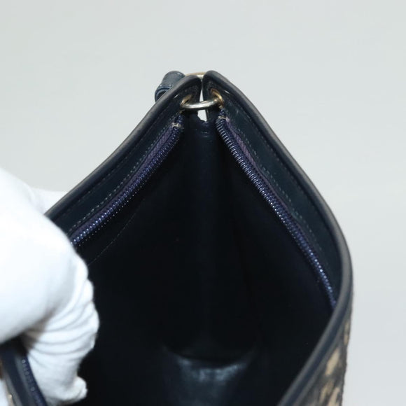 Christian Dior Trotter Canvas Umhängetasche Marineblau Gold Auth ep9528