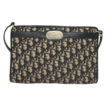 Christian Dior Trotter Canvas Shoulder Bag Navy Gold Auth ep9528 - 0