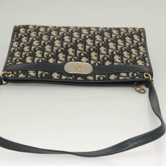 Christian Dior Trotter Canvas Umhängetasche Marineblau Gold Auth ep9528