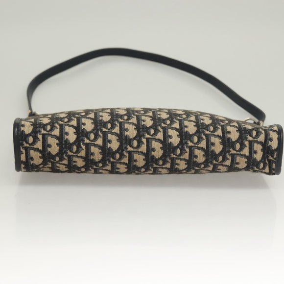 Christian Dior Trotter Canvas Shoulder Bag Navy Gold Auth ep9528