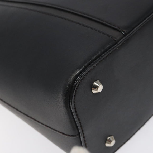 BURBERRY Hand Bag Leather Black Silver Auth ep9535