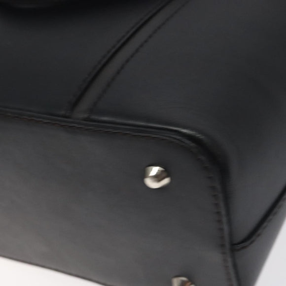 BURBERRY Hand Bag Leather Black Silver Auth ep9535