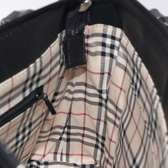 BURBERRY Hand Bag Leather Black Silver Auth ep9535