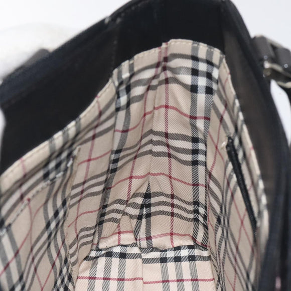 BURBERRY Hand Bag Leather Black Silver Auth ep9535