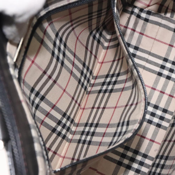 BURBERRY Hand Bag Leather Black Silver Auth ep9535