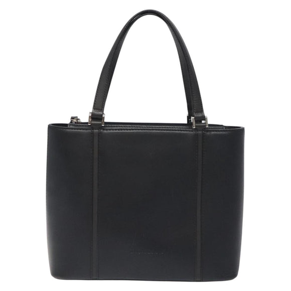 BURBERRY Hand Bag Leather Black Silver Auth ep9535
