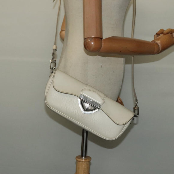 LOUIS VUITTON Epi Pochette Montaigne Bag White Yvoire M5929J LV Auth ep9537