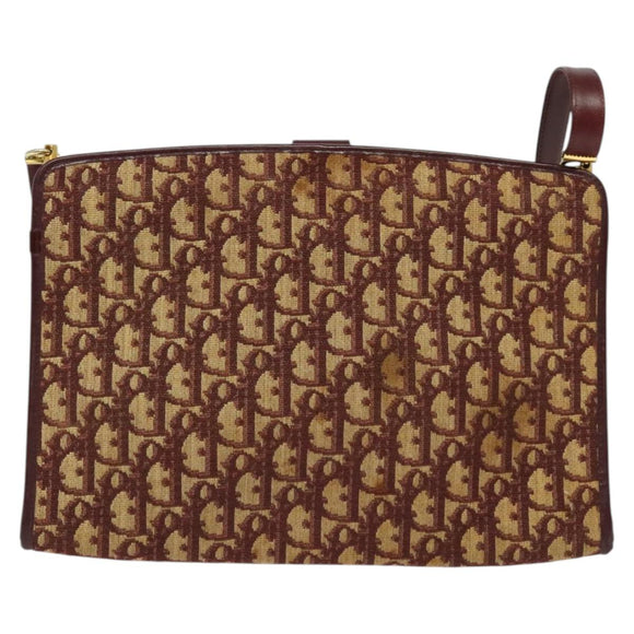 Christian Dior Trotter Canvas Shoulder Bag Red Gold Auth ep9547