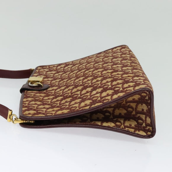 Christian Dior Trotter Canvas Shoulder Bag Red Gold Auth ep9547