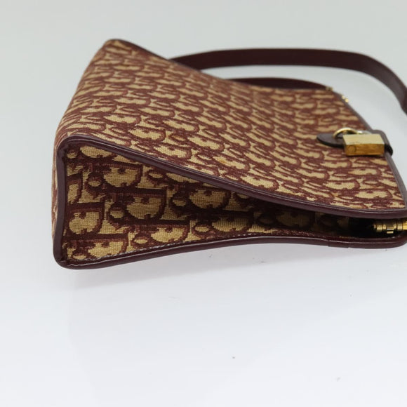 Christian Dior Trotter Canvas Shoulder Bag Red Gold Auth ep9547