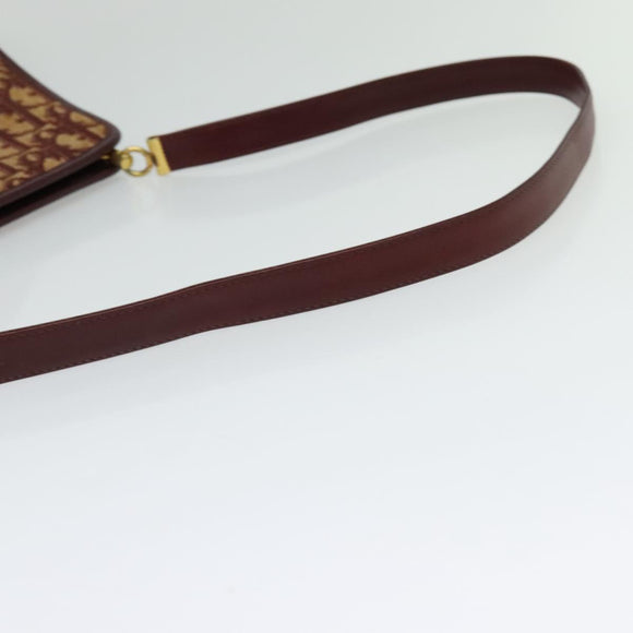 Christian Dior Trotter Canvas Shoulder Bag Red Gold Auth ep9547