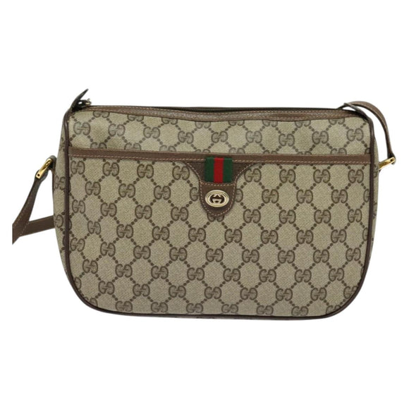 GUCCI GG Supreme Web Sherry Line Shoulder Bag PVC Beige 89 02 077 Auth ep9550
