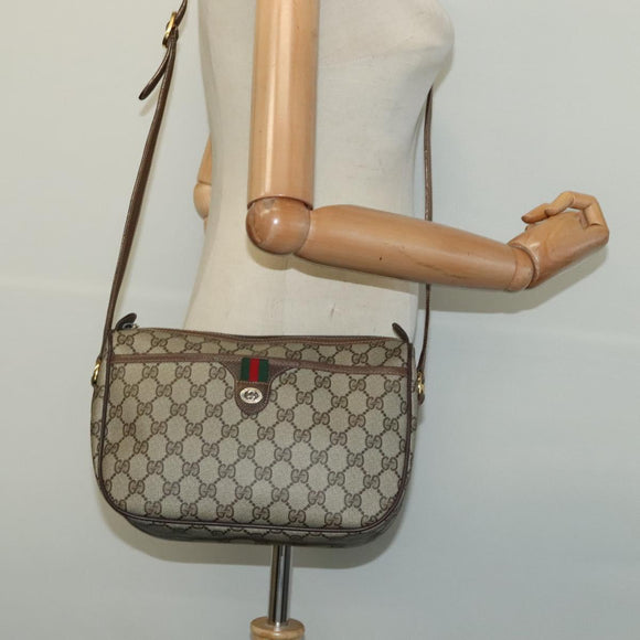 GUCCI GG Supreme Web Sherry Line Shoulder Bag PVC Beige 89 02 077 Auth ep9550