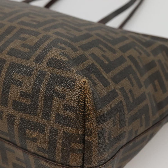 FENDI Zucca Canvas Tote Bag Brown Black Auth ep9552