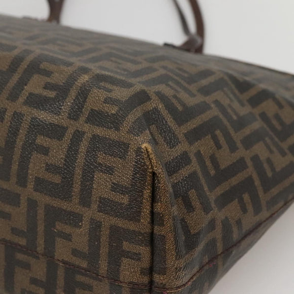 FENDI Zucca Canvas Tote Bag Brown Black Auth ep9552