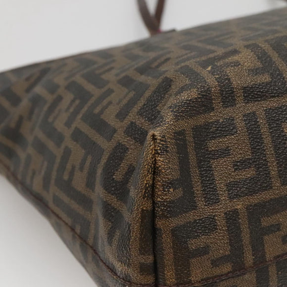 FENDI Zucca Canvas Tote Bag Brown Black Auth ep9552