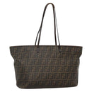 FENDI Zucca Canvas Tote Bag Brown Black Auth ep9552-1