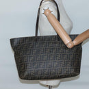 FENDI Zucca Canvas Tote Bag Brown Black Auth ep9552-21